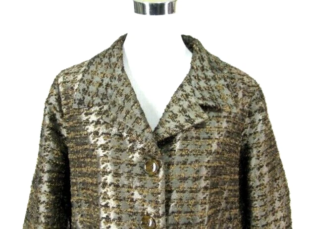 Chaqueta Blazer Chicos Talla 3 Marrón Taupe Brillo Bordado Texturizado XL 16 18 Foto 2 de 4