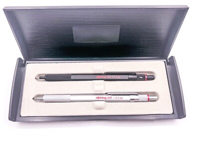 NOS 2pcs Rotring 600 First Spring Ver. Mechanical Pencil 0.5mm Black & Silver