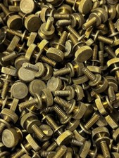 Lot of 50 Brass 6 - 32 X 3/8" Knurled Thumb Screw w/shoulder antique lamp finish