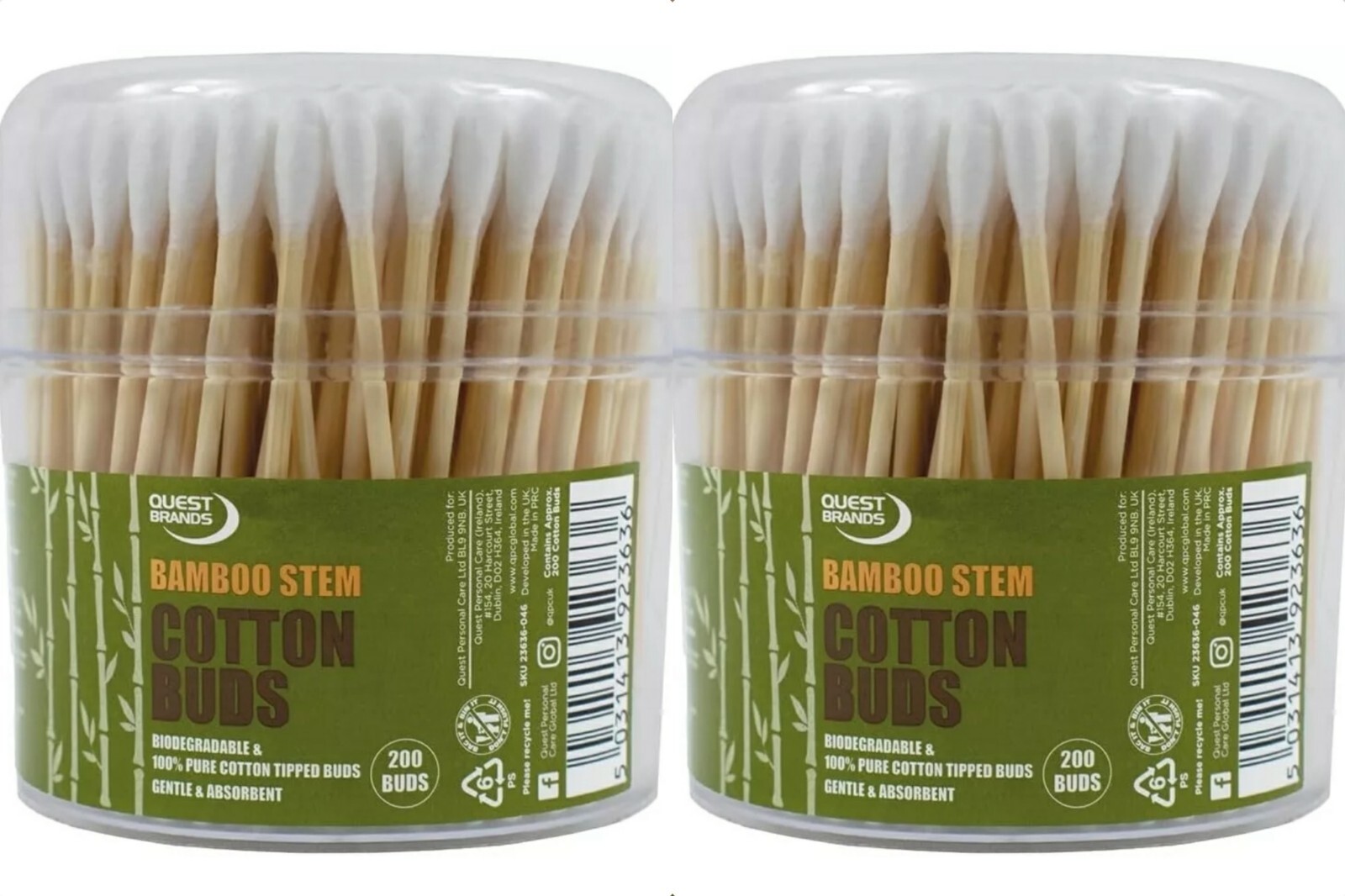 Pack de 2 200 cogollos de algodón, lana de algodón con tallo de bambú, auriculares de alta calidad