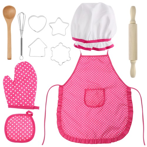 TOPTIE Tabliers pour Enfants avec Poche et Sangle Ajustable, Tablier Bavoir de Chef pour Enfant pour Cuisine Cuisson Pâtisserie Peinture-Noir-TG