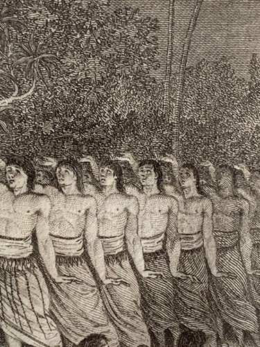 James Cook Polinesia 1777 vecchio maestro incisione una danza notturna di uomini Tonga incorniciato - Foto 10 di 22