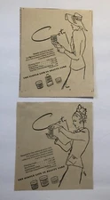1950’s Coty Beauty Products X2 VTG Authentic Newspaper Ads 0C25
