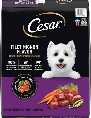 Small Breed Dry Dog Food Filet Mignon Flavor and Spring Vegetables Garnish, 12 L
