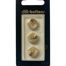 Buttons Beige Round Tortoise 4-Hole 3-Pack 1/2" 13MM Vtg Dill No. 963 Germany