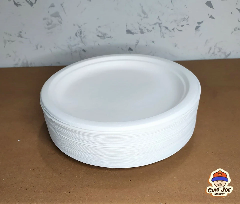 Piatti Compostabili Piani 23 cm bio biodegradabili microonde 500 pz - Immagine 2 di 3