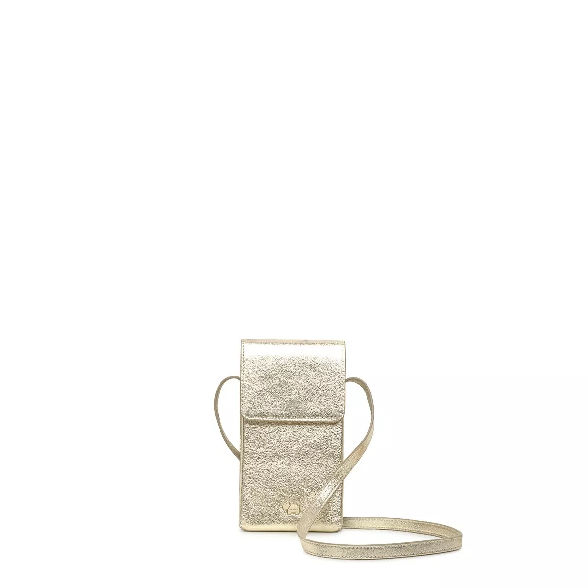 Radley College Green Phone Crossbody Bag Pale Gold Leather NWT