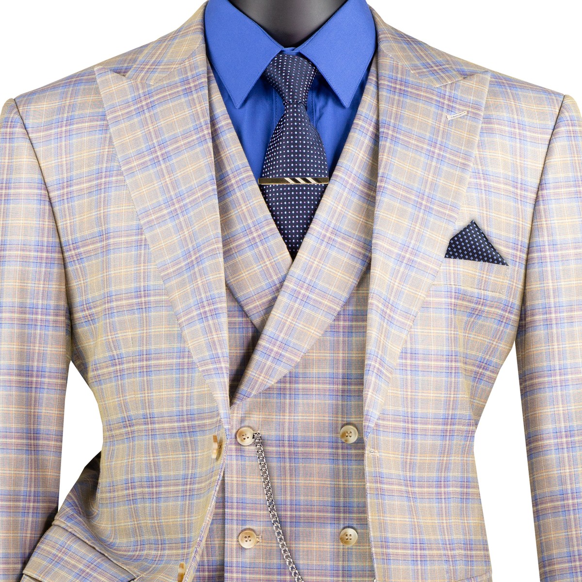 VINCI Men's Sharkskin Glen Plaid 3 Piece 2 Button Classic Fit Suit NEW | eBay