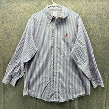 Brooks Brothers Shirt Mens 17 34 Blue Pink Button Down Stripes Oxford OCBD