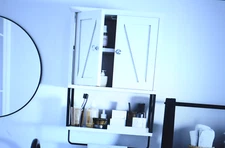 Walsunny Wall Cabinet Kitchen & Medicine Cabinet w Adjustable Shelf 3 Tier White