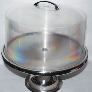 Vintage Winco, 13-Inch Stainless Steel Round Cake Stand, Display Platter, Pastry