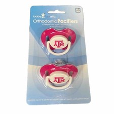 2 Pack Pink Pacifiers Texas A M NCAA Glow In The Dark New