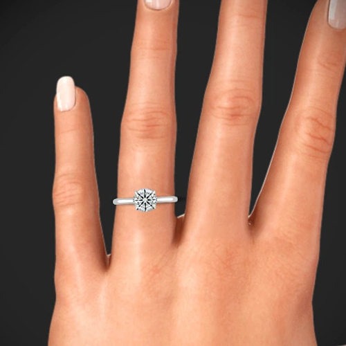 Lab Grown 1 Ct Round Cut IGI Certified Diamond Engagement Ring in 18k White Gold - Picture 2 of 15