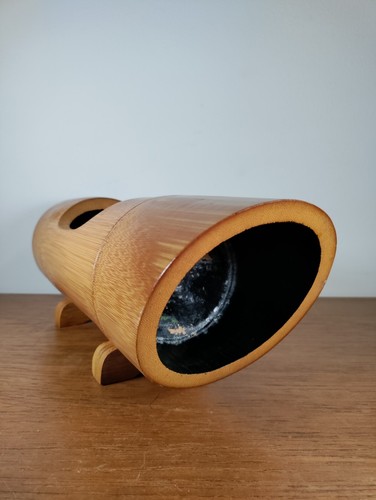 Antico vaso fiori Ikebana bambù vintage composizione vaso Kado Giappone rana - Foto 3 di 12