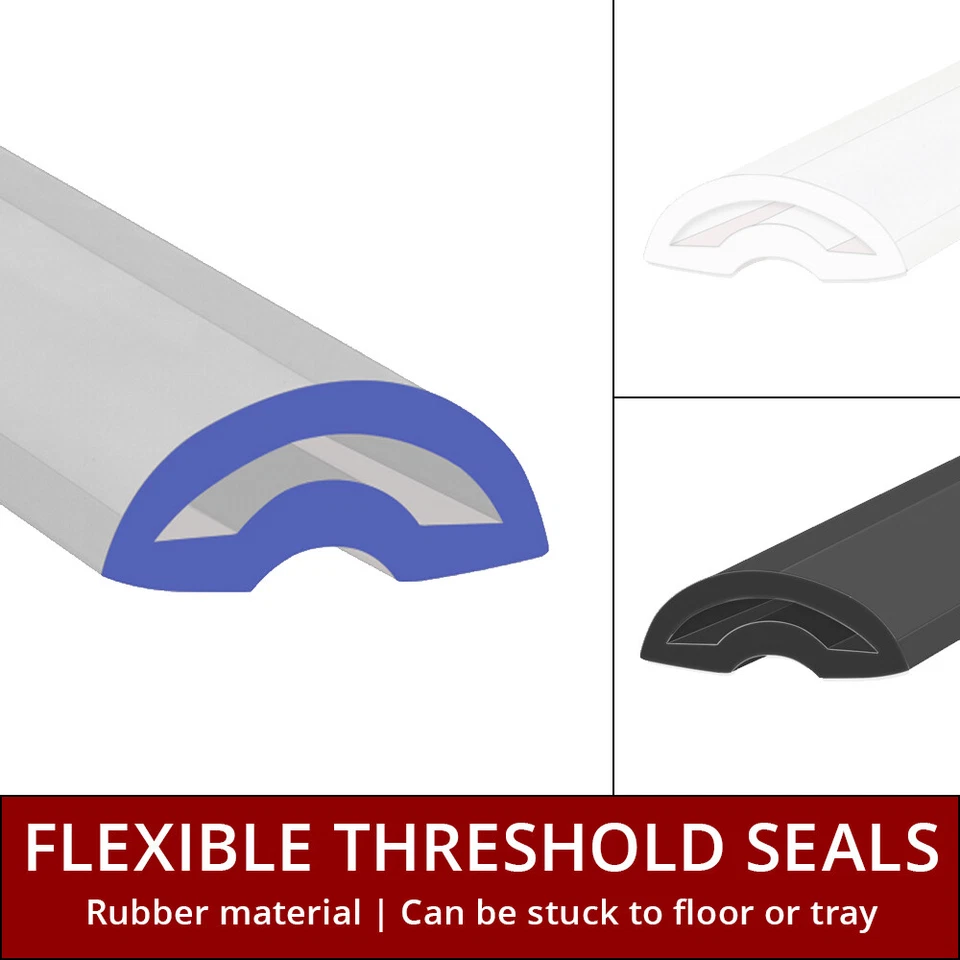 Shower Door Threshold Strip Seal | Wetroom Barrier | Stick to Floor/Tray | Soft
