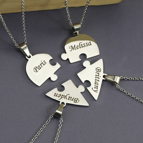 Custom Name Heart Necklace Puzzle 