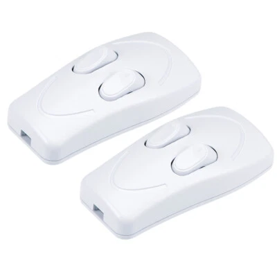 UXCELL 2Stk. Inline Schnurschalter AC 250V 1A Doppel Lampenlicht Wippschalter Weiß