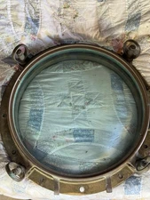 Vintage Bronze Porthole 20” Port, 16" Glass, Nautical Ship Boat Decor