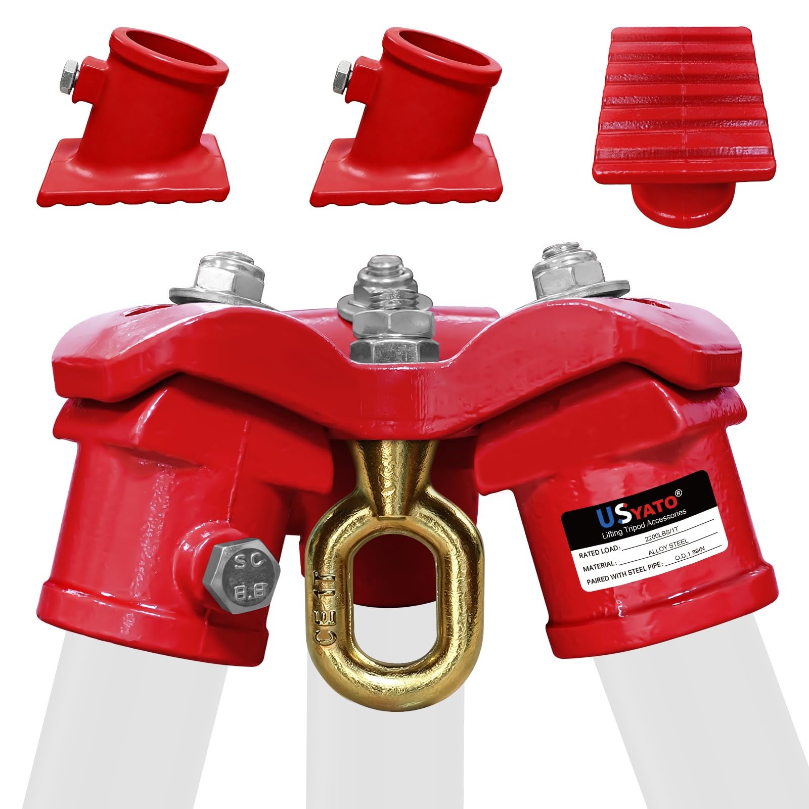 Lifting Tripod Stand 2200 Lbs, Angle-Adjustable Hoist Support Kit with Red