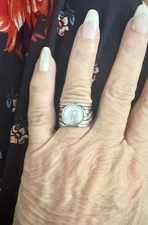 925 Sterling Silver Silpalda Pearl Chunky Wide Woven Band Ring 7.25 11.3 Grams