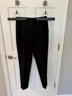 Express Black Solid Straight Leg Ankle Dress Pants Pleated Pockets Women's 8L