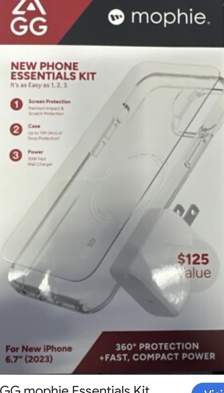 I phone 15 Case ZAGG Mophie Essentials Kit Screen Protector, Case & Charger NWT
