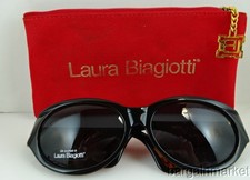 Vintage Laura Biagiotti Black  Tortoise Shell Oval Sunglasses 708