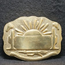WG15156 VINTAGE 1970s ROADRUNNER SUN RISE ARTWORK SOLID BRASS BELT BUCKLE