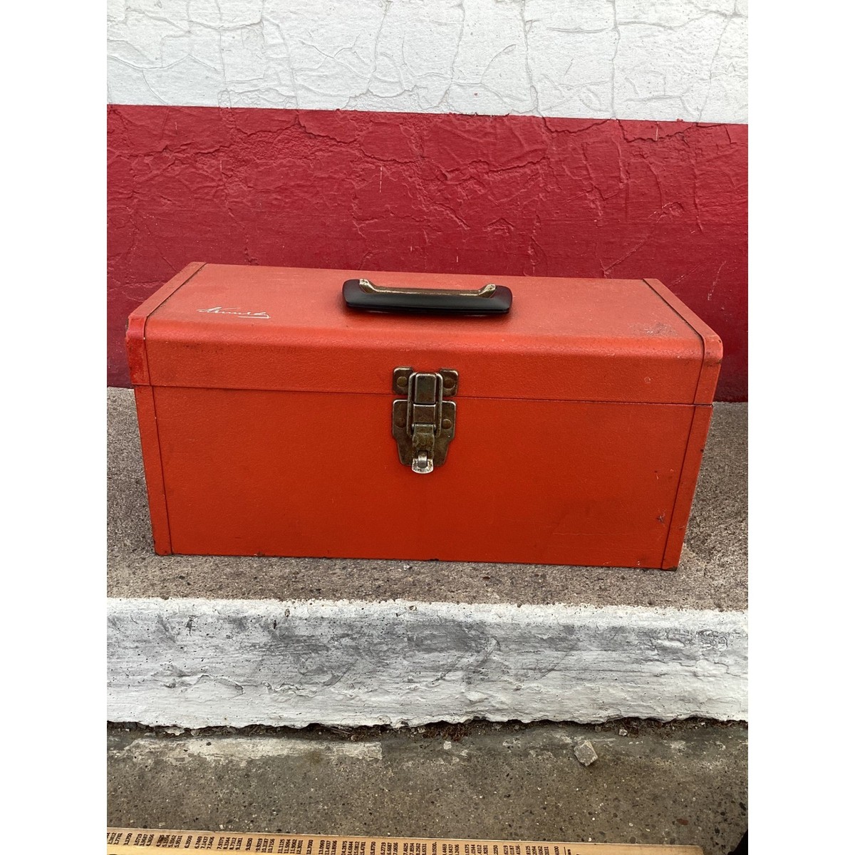 Kennedy KK-16 Vintage Metal Tool Box Red Steel Industrial Storage