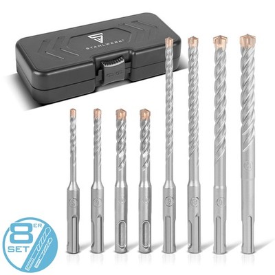 STAHLWERK 8-teiliges SDS Plus Bohrer Set 5-12 mm mit Box Ideal für Stein Beton