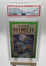 2024 Panini Mosaic Tua Tagovailoa Notoriety Green Fluorescent /10 #6 PSA 8