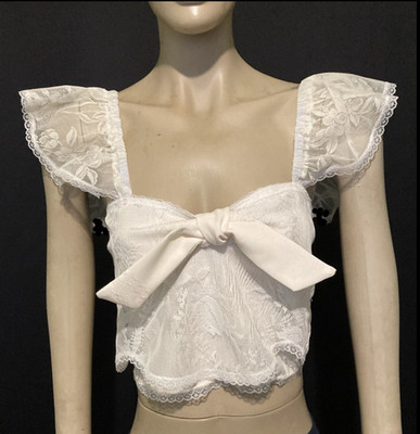 White Crop Top of Vintage Fabrics Olivia Bis (Bis & Beau) Size S-M