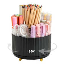 360 Rotating Pen Pencil Holder For Desk With 5Slots Cute Office
