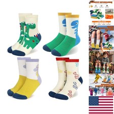 Comfortable Thermal Socks for Toddlers  Kids - Vibrant 4-Pack Animal Crew Socks
