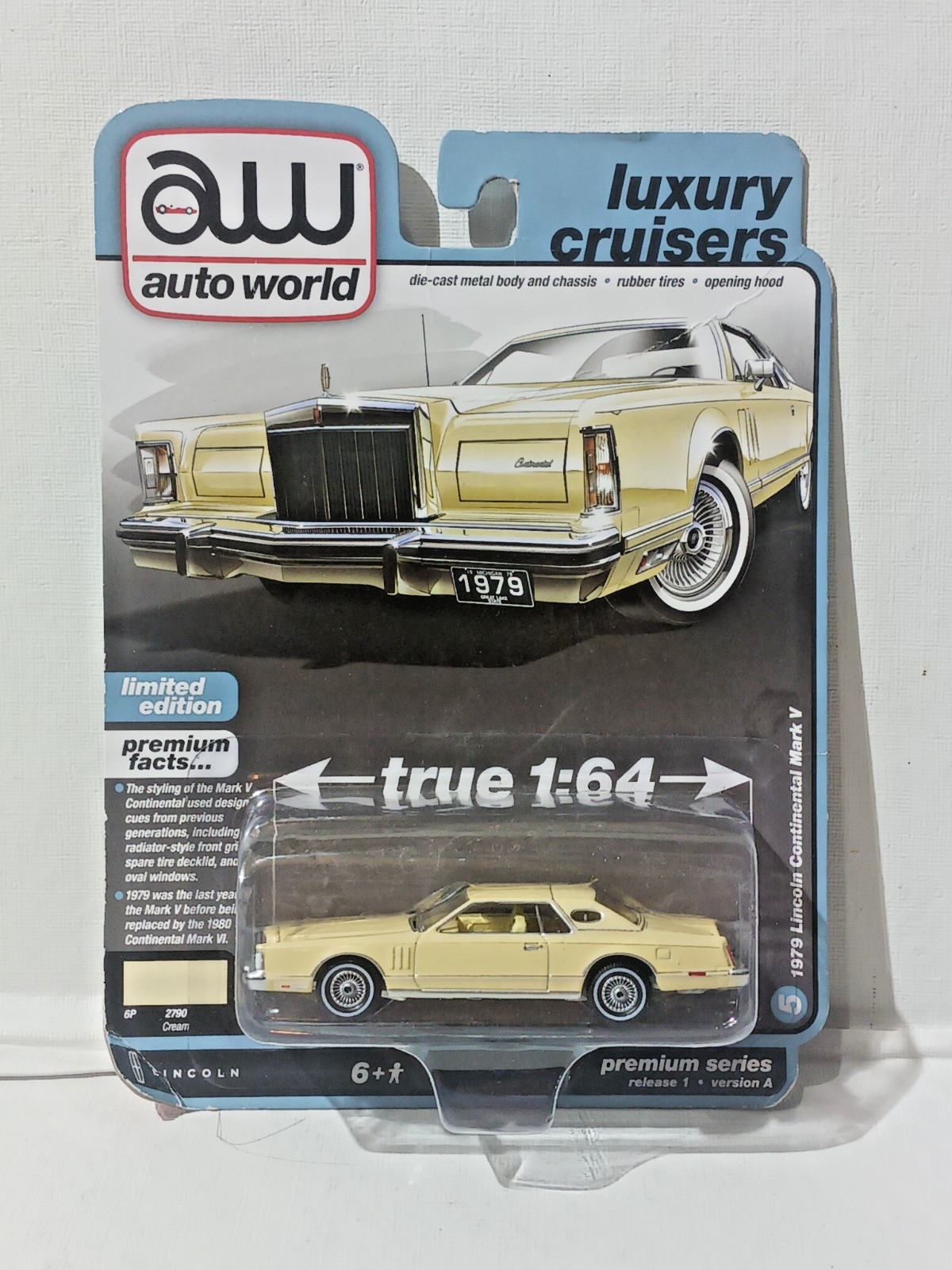 AUTO WORLD: "1979 Lincoln Continental Mark V" Luxury Cruisers 1:64 NIP- 2022