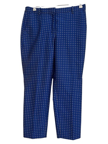 J.Crew Size 10 Blue Foulard Jacquard Slim Leg Ankle Cigarette Dress Pants F5556 - Picture 1 of 9