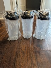 Shaker Water Bottle Clear With Black Lid 3 Pack