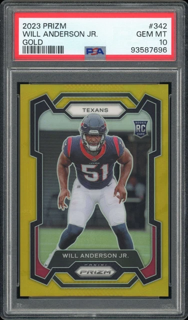 2023 Panini Prizm Will Anderson Jr. Gold /10 #342 RC PSA 10