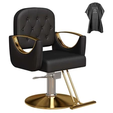 Barber Chair 360° Rolling Salon Chair Reclining Hydraulic Stylist Chair Black