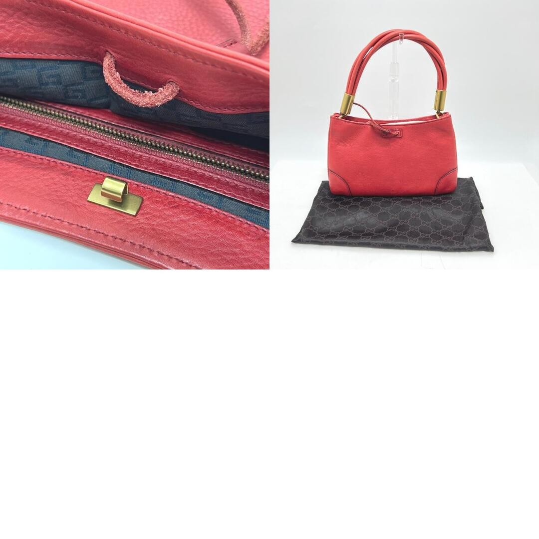 GUCCI Logo Leather Bag Red Gold Women's Used thumbnail 10