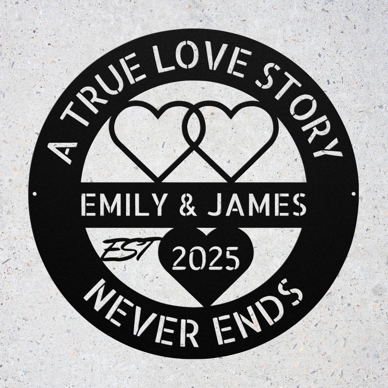Custom Love Hearts Metal Sign Romantic Art Couple Valentine Birthday Gift Idea