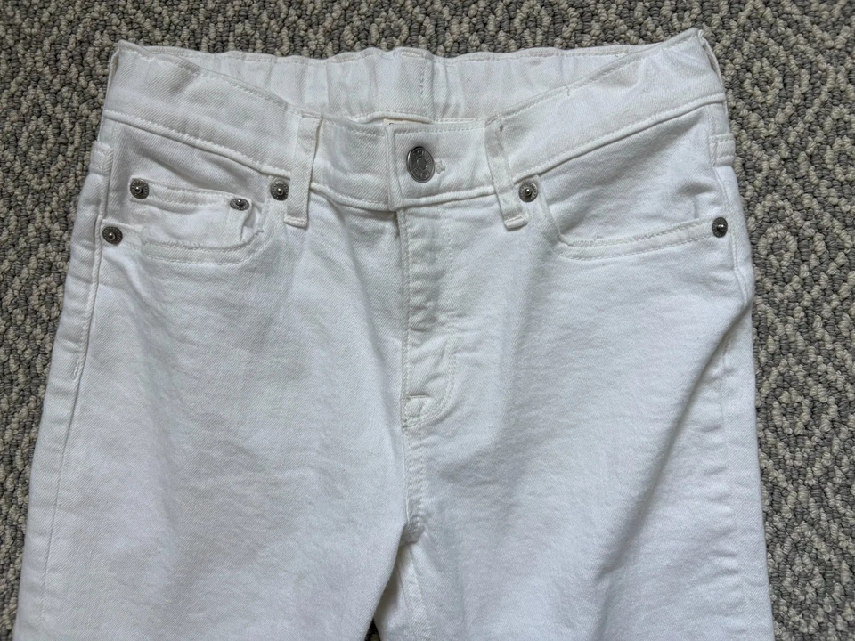 J.Crew Crewcuts, talla 10, niñas, dobladillo crudo, jean denim blanco Foto 2 de 4