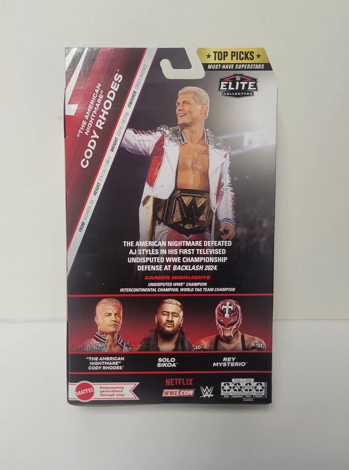 Netflix Embalaje Crudo Cody Rhodes WWE Elite Top Picks 2025 Wave 4 Lucha Libre Foto 2 de 3