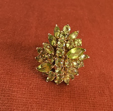 Beautiful Peridot Cluster Coctail Ring-size 8, 18 Kt Gold Vermeil over Sterling 