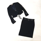 MANIGANCE PARIS BLACK TWO PIECE JACKET SKIRT SET GOTHIC ALT VINTAGE M