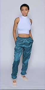 AdiraWear Lightweight Ripstop Dance Pants with Pockets in Dark Teal Size L