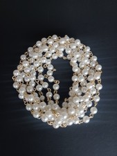 Faux Pearl Beaded Light Gold Tone Necklace