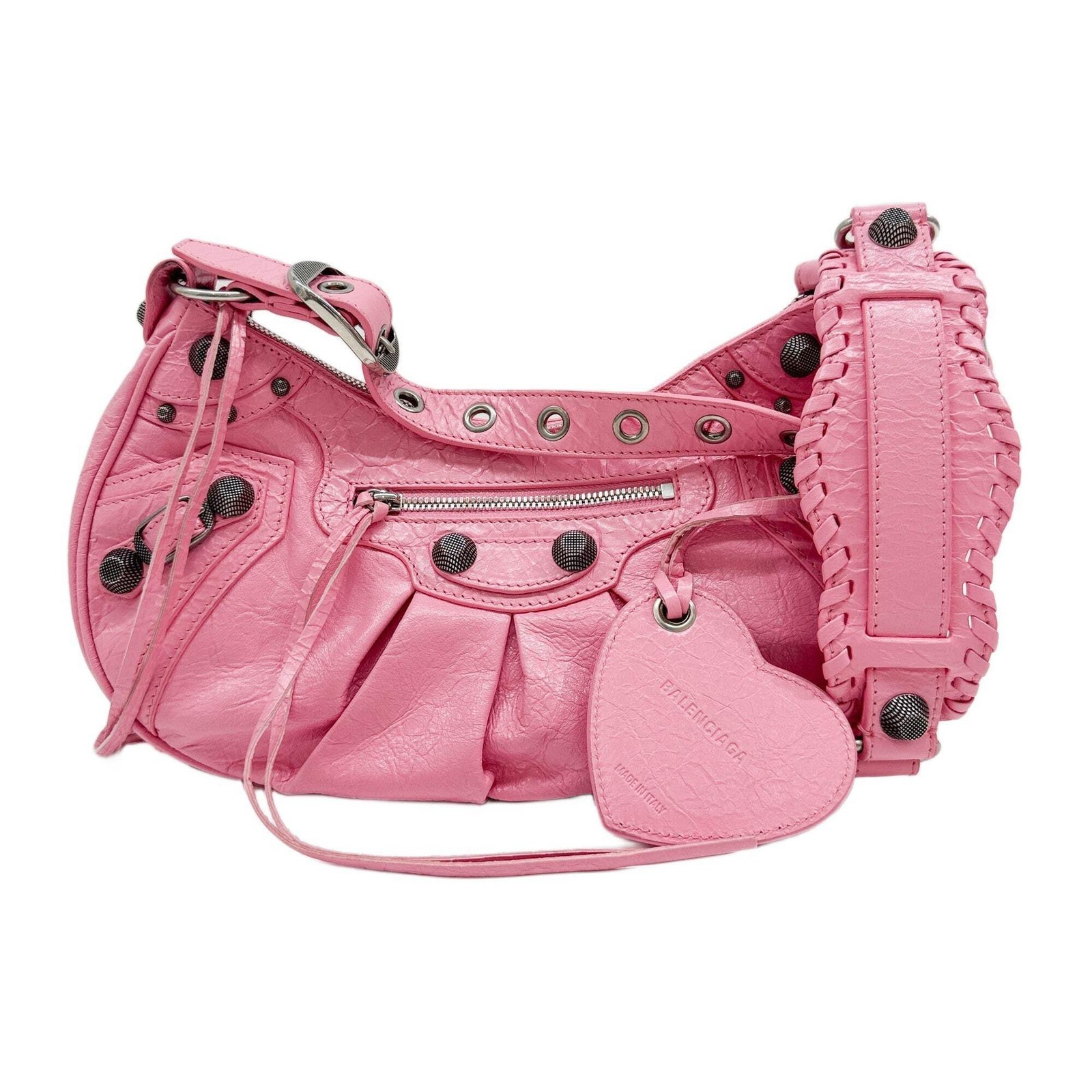 BALENCIAGA Le Cagole Pink Leather Shoulder Bag