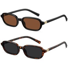 Retro Rectangle Sunglasses for Women Men Trendy Vintage Small Square Sun Gl...