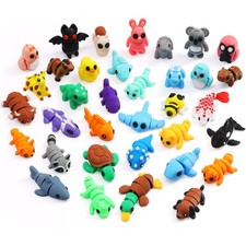 MONJITA 35 pcs Mini 3D Printed Animal Figurines, 35pcs Animals, Multicolor